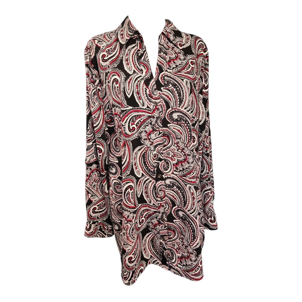 Fred David Blouse – Black/Red Paisley, 1X